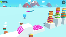 Slice Master knife flying toward stacks of donuts and colourful blocks